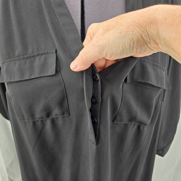 810-5 Torrid Black Chiffon Harper ¾ sleeve hi-low Tunic Blouse Size 1 14/16 - Picture 4 of 12